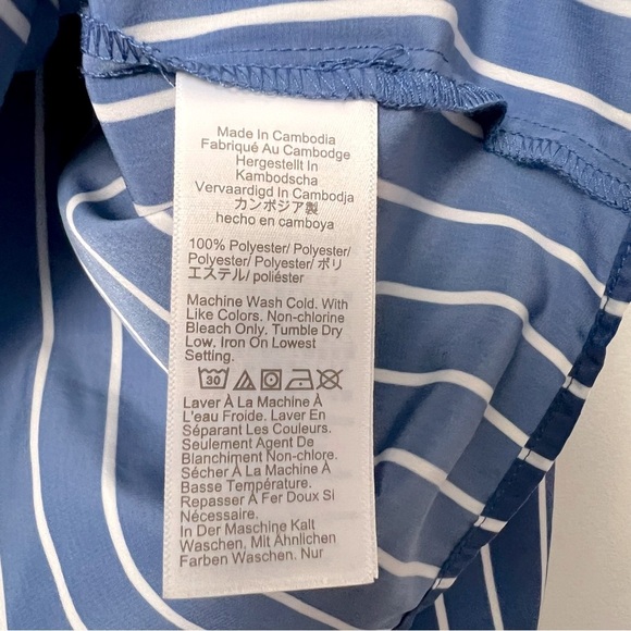 J. Crew Blue White Stripe Long Sleeve Button Popover Shirt Preppy Fall 2024 - Picture 12 of 12